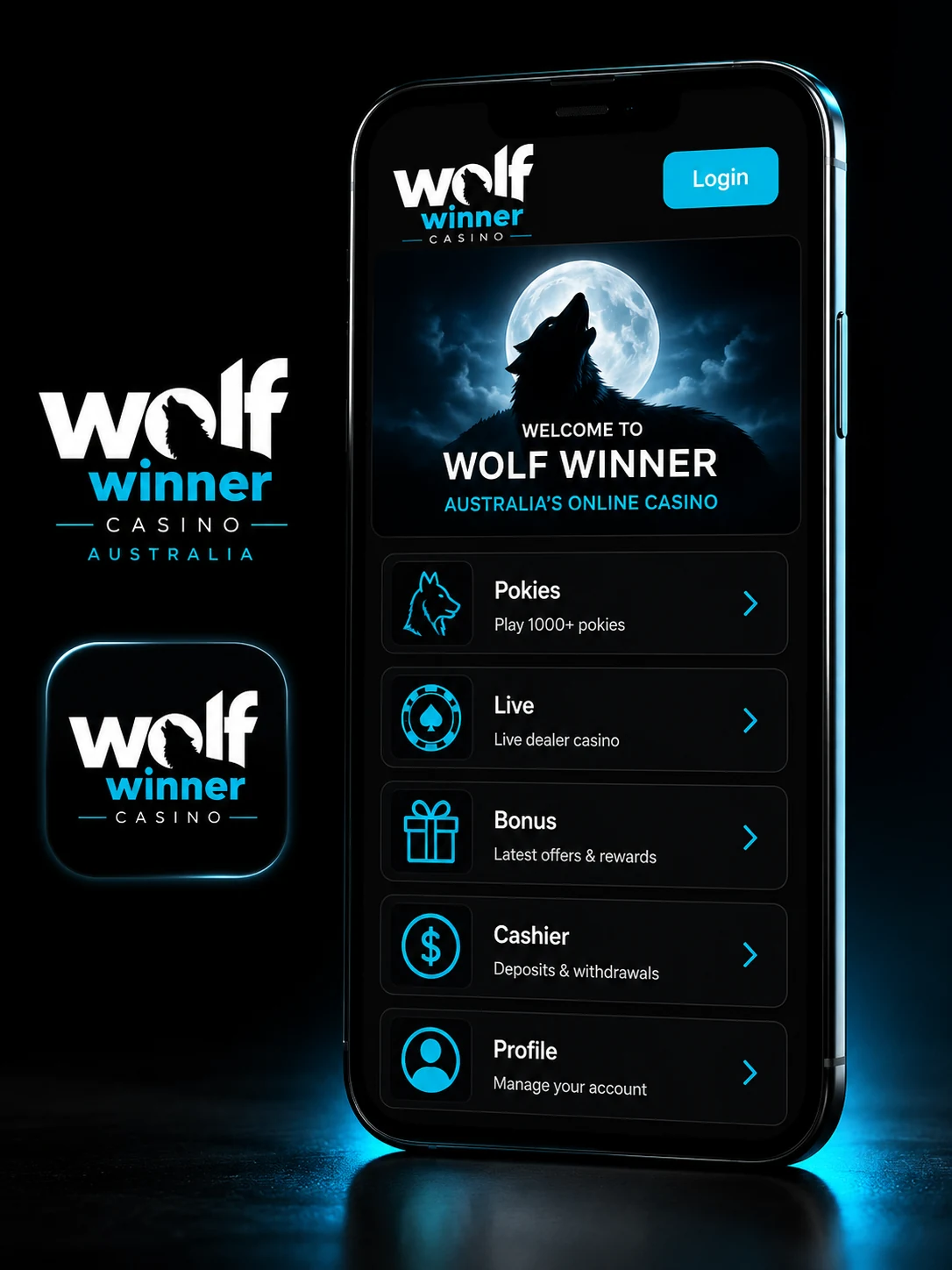 Wolf Winner mobile web-app deposit interface on iOS and Android