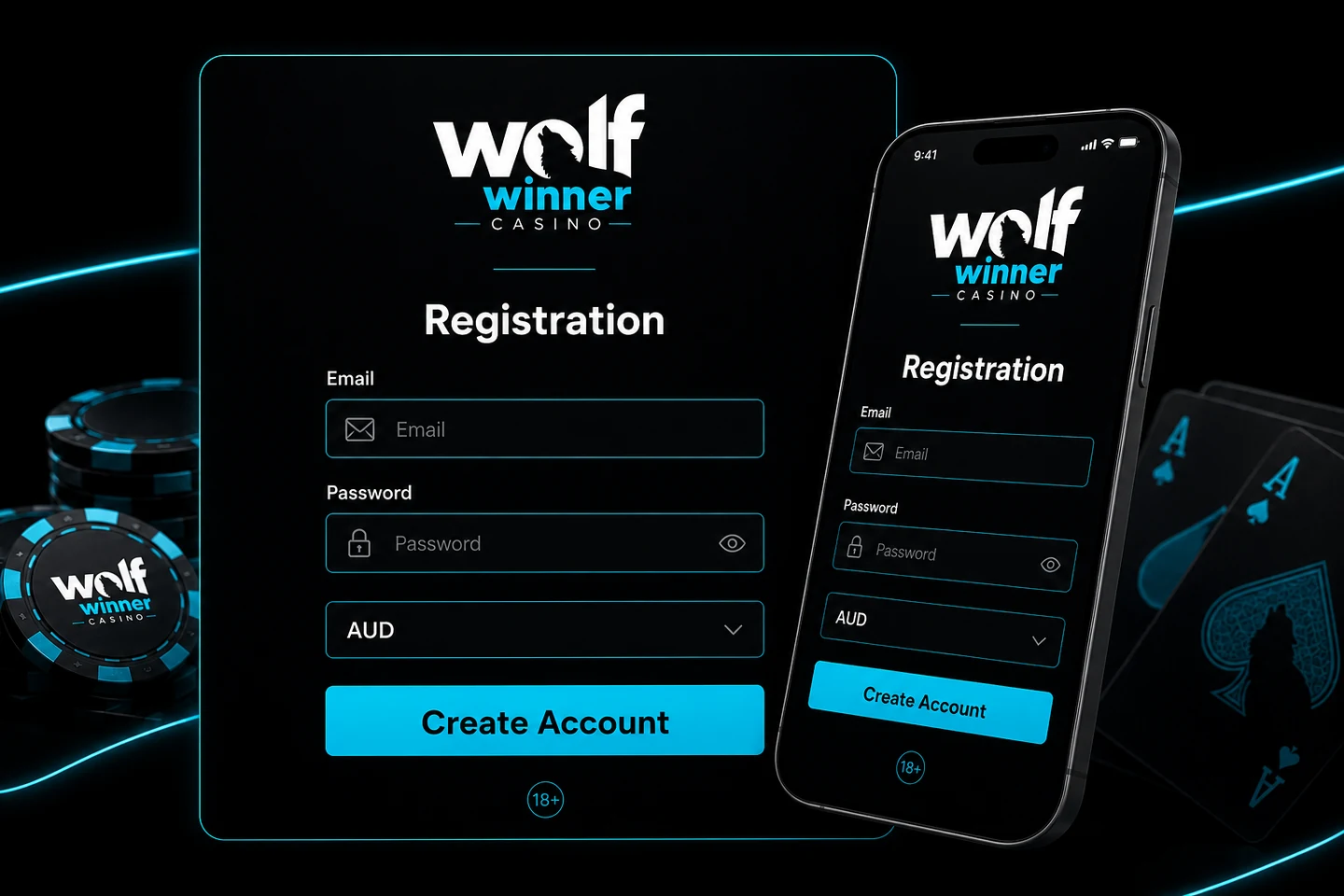 Wolf Winner Casino sign-up form mobile step-by-step